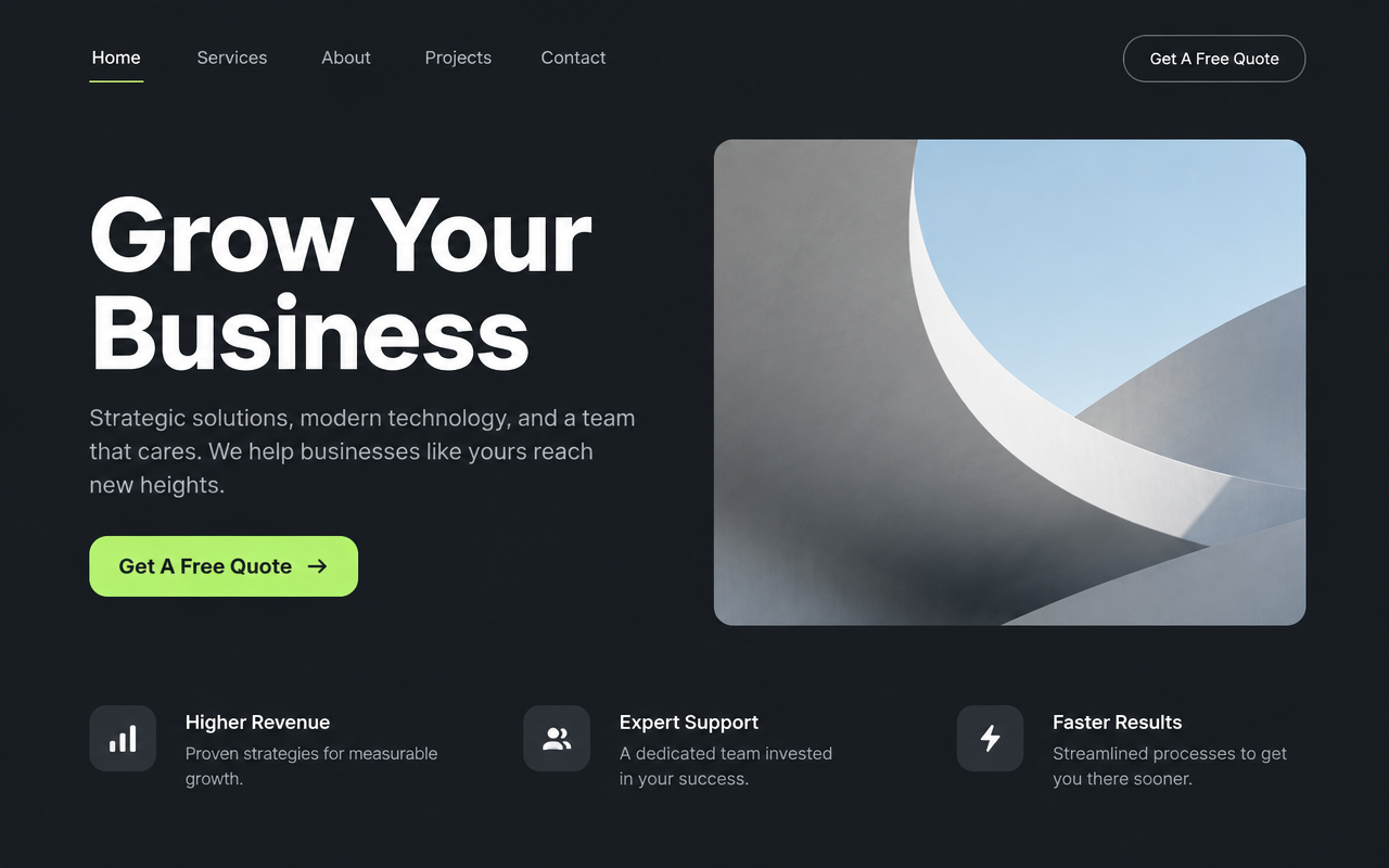 Website homepage design mockup.