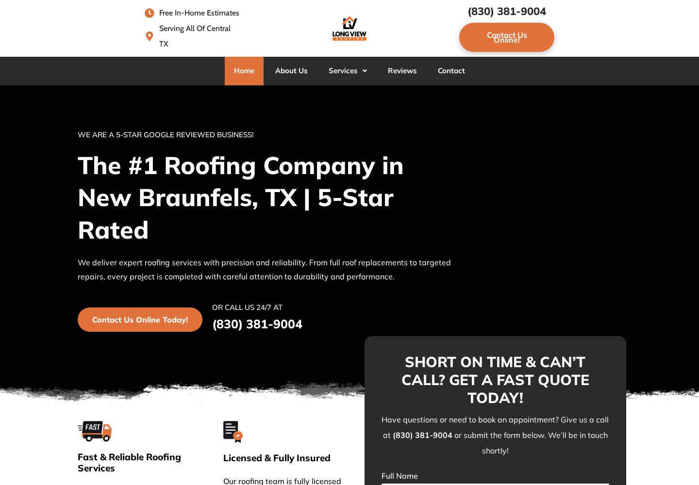 Longview Roofing website preview